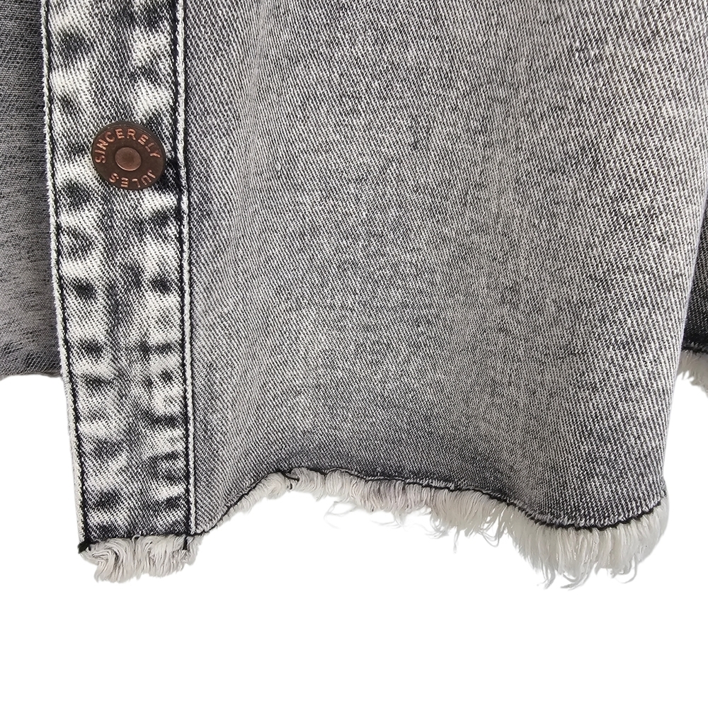 Sincerely Jules Washed Out Black Denim Shirt Shacket - Picture 4 of 8